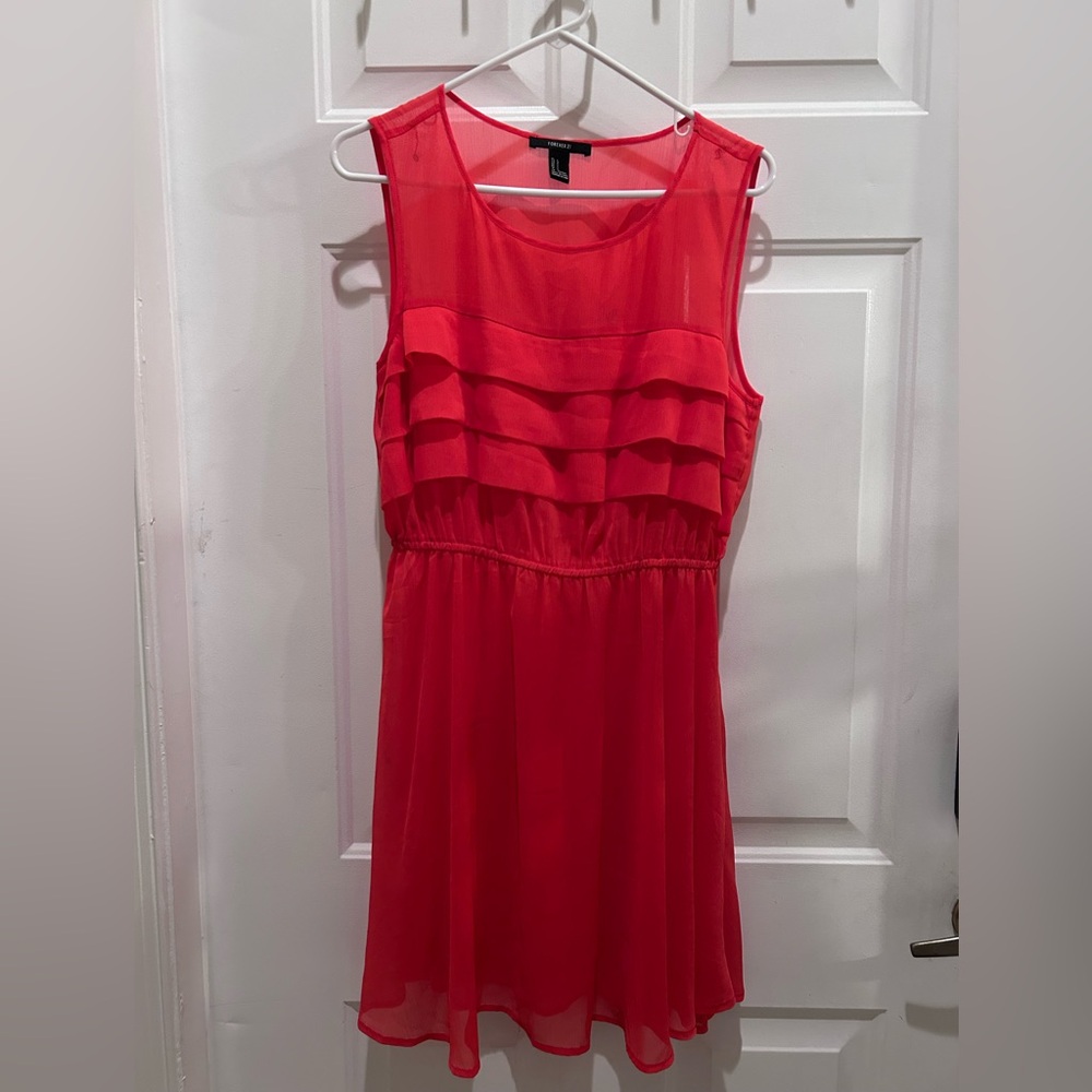 Forever 21 Vibrant Pink Layered Mini Dress